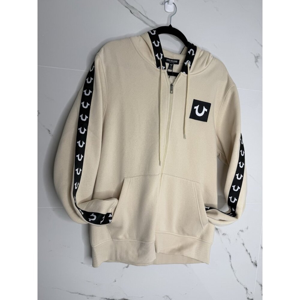 True Religion HS Taping Full Zip Hoodie Logo Strip-Men’s L Color: Fog $119